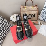 Roger Vivier Lambskin Square Buckle Short Boots For Women Black