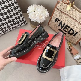 Roger Vivier Lambskin Square Buckle Loafers For Women Black