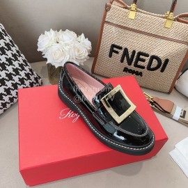 Roger Vivier Lambskin Square Buckle Loafers For Women Black