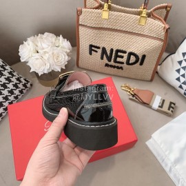 Roger Vivier Lambskin Square Buckle Loafers For Women Black