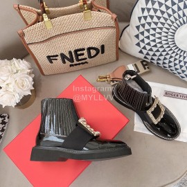 Roger Vivier Lambskin Diamond Buckle Short Boots For Women Black