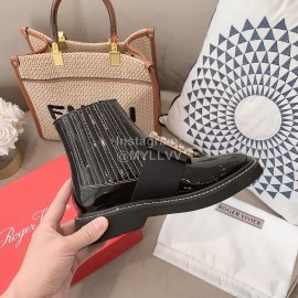 Roger Vivier Lambskin Diamond Buckle Short Boots For Women Black