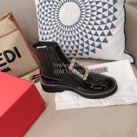 Roger Vivier Lambskin Diamond Buckle Short Boots For Women Black