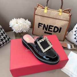 Roger Vivier Lambskin Diamond Buckle Sandals For Women Black