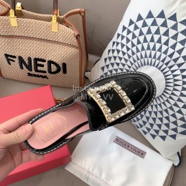 Roger Vivier Lambskin Diamond Buckle Sandals For Women Black