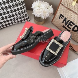 Roger Vivier Lambskin Diamond Buckle Sandals For Women Black