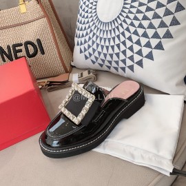 Roger Vivier Lambskin Diamond Buckle Sandals For Women Black