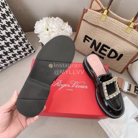 Roger Vivier Lambskin Diamond Buckle Sandals For Women Black