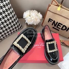 Roger Vivier Lambskin Diamond Buckle Loafers For Women Black