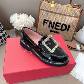 Roger Vivier Lambskin Diamond Buckle Loafers For Women Black