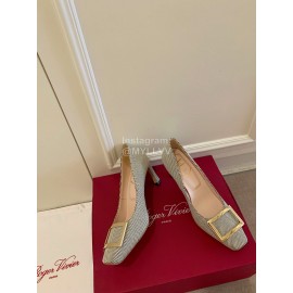 Roger Vivier New Stripe Square Buckle High Heels For Women Black