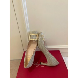 Roger Vivier New Stripe Square Buckle High Heels For Women Black