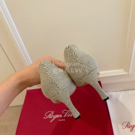 Roger Vivier New Stripe Square Buckle High Heels For Women Black