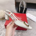 Roger Vivier Patent Leather Thick High Heeled Sandals For Women White