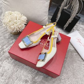 Roger Vivier Patent Leather Thick High Heeled Sandals For Women