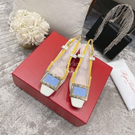 Roger Vivier Patent Leather Thick High Heeled Sandals For Women