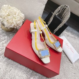 Roger Vivier Patent Leather Thick High Heeled Sandals For Women