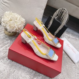 Roger Vivier Patent Leather Thick High Heeled Sandals For Women