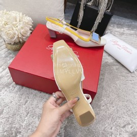 Roger Vivier Patent Leather Thick High Heeled Sandals For Women