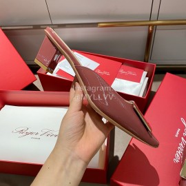 Roger Vivier Patent Leather Thick High Heeled Slippers For Women