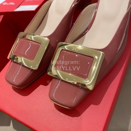 Roger Vivier Patent Leather Thick High Heeled Slippers For Women