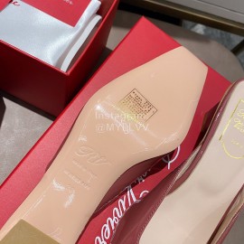 Roger Vivier Patent Leather Thick High Heeled Slippers For Women