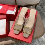 Roger Vivier Patent Leather Thick High Heeled Slippers For Women 