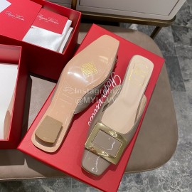 Roger Vivier New Patent Leather Thick High Heeled Slippers For Women 