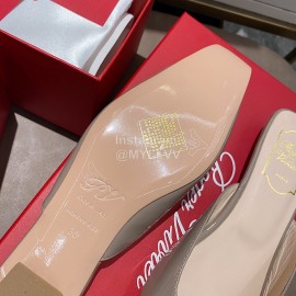 Roger Vivier New Patent Leather Thick High Heeled Slippers For Women 