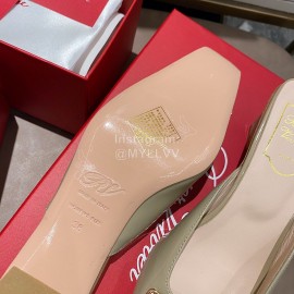 Roger Vivier Patent Leather Thick High Heeled Slippers For Women Gray