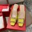 Roger Vivier Patent Leather Thick High Heeled Slippers For Women Yellow