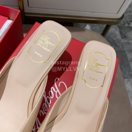 Roger Vivier Fashion Patent Leather Thick High Heeled Slippers For Women 