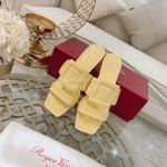 Roger Vivier Fashion Patent Leather Slippers For Women Yellow