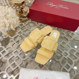 Roger Vivier Fashion Patent Leather Slippers For Women Yellow
