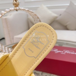 Roger Vivier Fashion Patent Leather Slippers For Women Yellow
