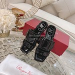 Roger Vivier Fashion Patent Leather Slippers For Women Black