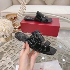 Roger Vivier Fashion Patent Leather Slippers For Women Black