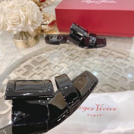 Roger Vivier Fashion Patent Leather Slippers For Women Black