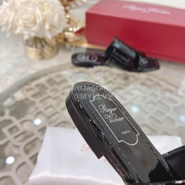 Roger Vivier Fashion Patent Leather Slippers For Women Black