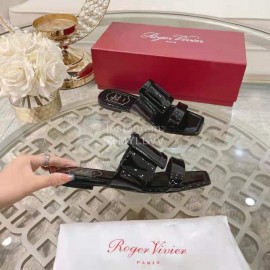 Roger Vivier Fashion Patent Leather Slippers For Women Black