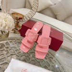Roger Vivier Fashion Patent Leather Slippers For Women Pink