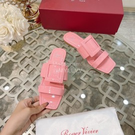 Roger Vivier Fashion Patent Leather Slippers For Women Pink