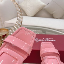 Roger Vivier Fashion Patent Leather Slippers For Women Pink