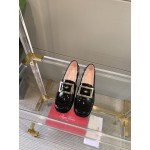 Roger Vivier Patent Cowhide Square Buckle Loafers For Women Black