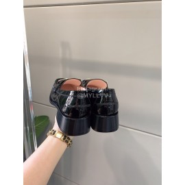 Roger Vivier Patent Cowhide Square Buckle Loafers For Women Black