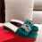 Roger Vivier Leather Diamond Thick High Heeled Slippers For Women Green