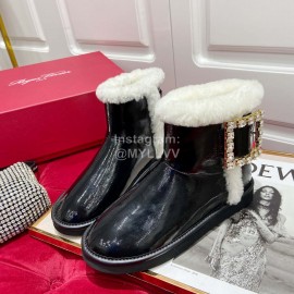 Roger Vivier Winter Wool Short Boots For Women Black