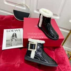 Roger Vivier Winter Wool Short Boots For Women Black