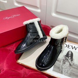 Roger Vivier Winter Wool Short Boots For Women Black