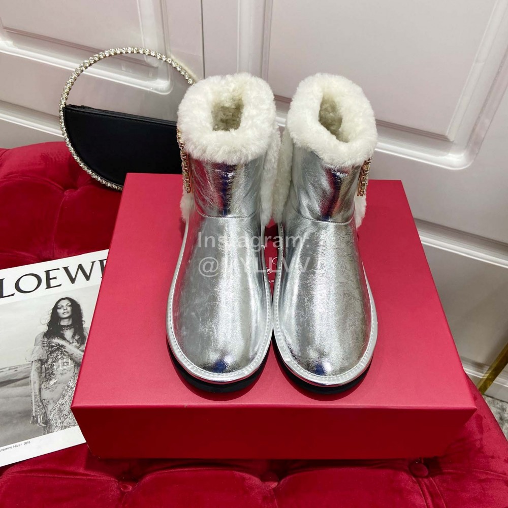 Roger Vivier Winter Wool Short Boots For Women Silver